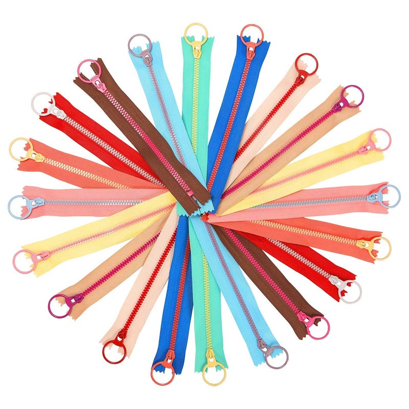 Sundee 20Pcs Colorful Resin Zippers with Ring Pulls for DIY Tailor Sewing Craft Accessories Mixed 10 Color - 8 Inch - Image 5